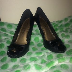 WHBM Black Peep Toe Heel